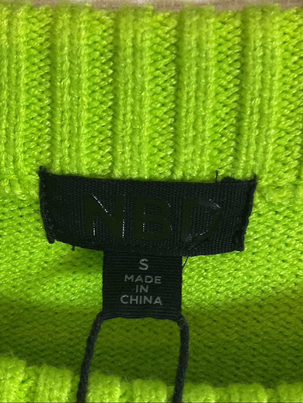 NBD Imani Fold Over Cuff Mini Dress Electric Green NWT Small Neon - Picture 3 of 10